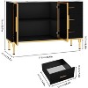 Jojoka Fluted Sideboards Buffets Cabinet with Glass Doors, 3 Drawers, Marble Top Kitchen Sideboard Cabinet - 2 of 4