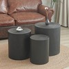 CAVINAS Coffee Tables for Living Room Rustic Rounded Wooden Coffee Table Set of 3 Modern End Tables Plant Stands for Apartment - 4 of 4