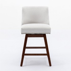 OUTSUPPLY Set of 2 Swivel Bar Stools with Thick Cushion & Solid Wood Legs for Kitchen Island - 1 of 4