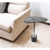 HomeRoots 22" Smoky Black and Silver Aluminum Glass and Marble Pedestal End Table - 2 of 4