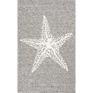 Nuloom Marine Graphic 8x10 Indoor/Outdoor Area Rug for Living Room Patio Deck Front Porch Kitchen, Grey/Ivory - 1 of 4