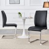 Lyngins Luxury Dining Chair Set of 4, Crazy Horse Leather Texture PU Armless Chair with Arched Silver Metal Legs, Ergonomic Back Kitchen Chair - 4 of 4
