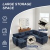 97" Chenille L-Shaped Convertible Sectional Sofa Bed with Ottoman - 3 of 4