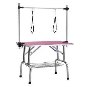 KTMBDW Large Dog Grooming Table, Adjustable Arms, Nooses, Mesh Tray, Foldable Pet Station at Home, Maximum Capacity Up to 300Lb, Pink - 1 of 4