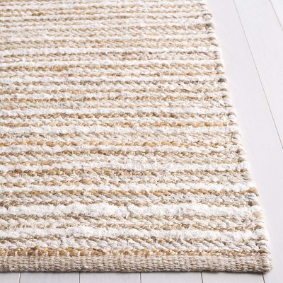 Natural Ivory Handwoven Cotton Striped 4' x 6' Area Rug