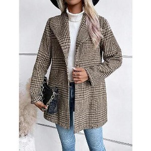 Coolmee Women's  Crop Jacket Hooded Winter Warm Full Zip Long Sleeve Jacket Coat Outerwear with Hood - 1 of 4