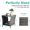 VINGLI Outdoor Wicker Side Table Patio Side Tables for Outside, Tempered Glass Top Wicker Table with Storage End Table for Balcony Porch Deck Gray - 3 of 4