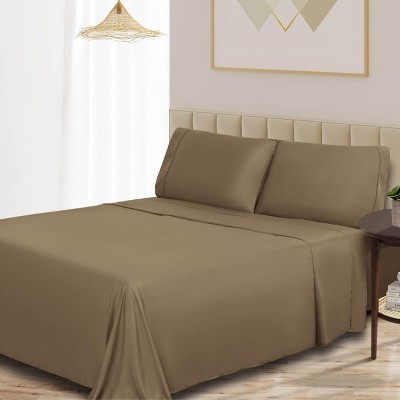 Taupe Full Deep Pocket Bamboo Cotton Sateen Sheet Set