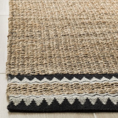 Handmade Natural Black Geometric Wool Runner Rug