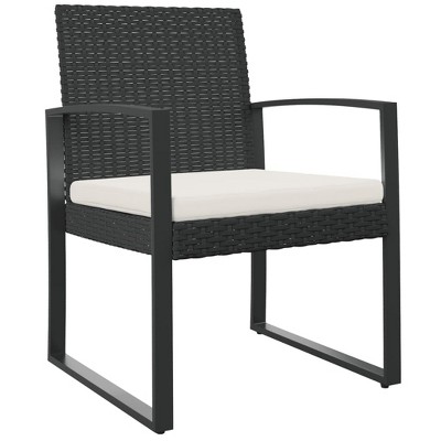 vidaXL Black Patio Dining Chairs Set, PP Rattan - Powder-Coated Steel Frame