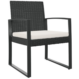 vidaXL Black Patio Dining Chairs Set, PP Rattan - Powder-Coated Steel Frame - 1 of 4