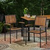 SKRAN Set of 2 Acacia Wood Outdoor Patio Dining Chairs, Modern Industrial Design Chairs with Vertical Slats for Lawn, Garden, Backyard - 2 of 4