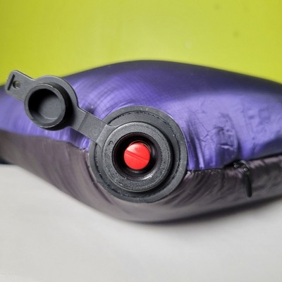 Compact Blue Nylon Inflatable Travel Pillow with Stuff Sack