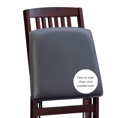 Espresso Finish Mission Back Faux Leather Folding Chair Set
