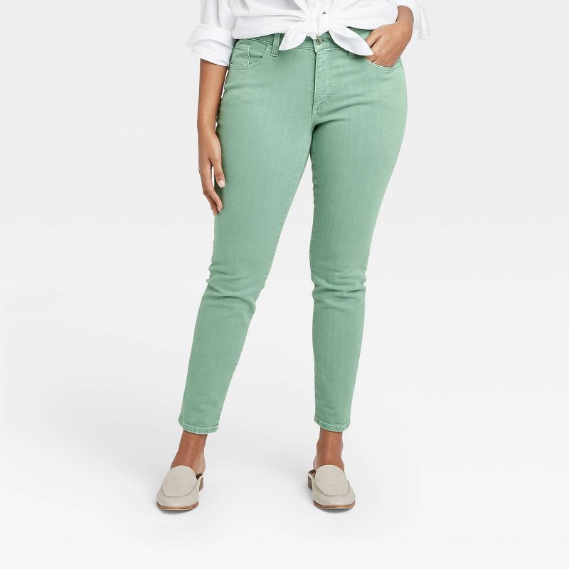 Women's Mid-Rise Skinny Stretch Ankle Jeans - Universal Thread™ Green, 4 of 7