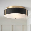 Possini Euro Design Elise Mid Century Modern Ceiling Light Flush-Mount Fixture 12 1/2" Gold 2-Light Black Shade for Bedroom House - 2 of 4