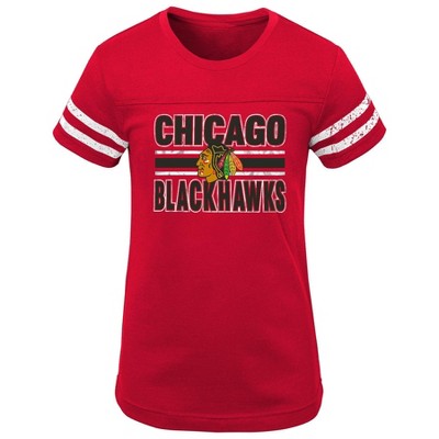  NHL Chicago Blackhawks Girls' Netminder Fashion T-Shirt - L 