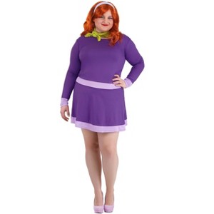 HalloweenCostumes.com 4X Women Plus Size Women's Scooby Doo Daphne Costume,  Purple Dress Outfit for Halloween, Purple/Green/Purple - 1 of 4