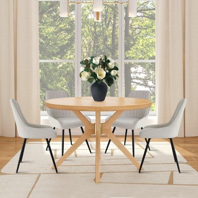 Fabric Upholstered Dining Chairs Set of 4,Seat Width 19 Inch Dining Chair for Kitchen,Dinging Room,Living Room,Farmhouse Furniture-Tanpinhause