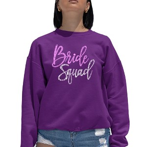 LA Pop Art Women's Word Art Crewneck Sweatshirt - Bride Squad - 1 of 4