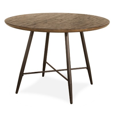 Forest Hill Round Reclaimed Wood Dining Table with Metal Legs