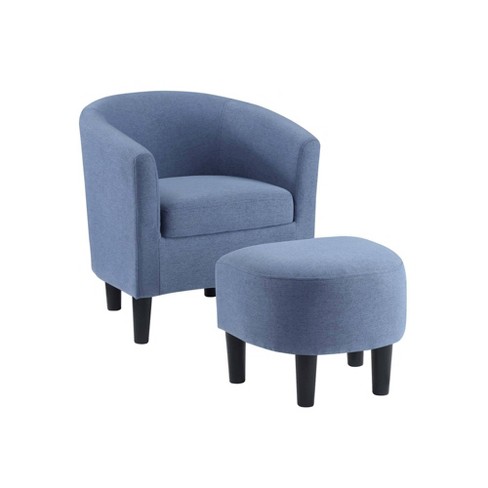 Blue accent deals chair with ottoman