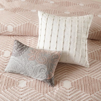 Blush King Cotton Jacquard Reversible Comforter Set