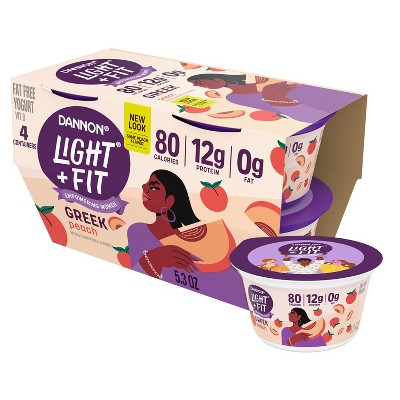 Light + Fit Nonfat Gluten-Free Peach Greek Yogurt - 4ct/5.3oz Cups_3