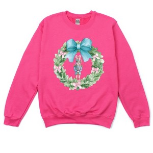 Simply Sage Market Women's Graphic Sweatshirt Nutcracker Wreath Coquette - 1 of 4