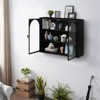 FONTOI 27.56" Glass Doors Modern Two-door Wall Cabinet with Three-tier Storage for Entryway Living Room, Bathroom, Black, 9.06"*23.62"*27.56" - 2 of 4