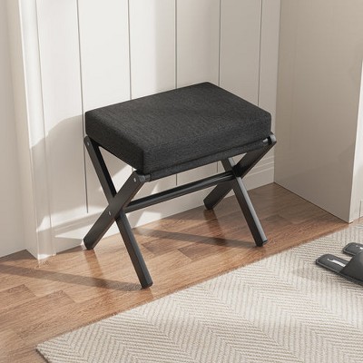 Folding Rectangle Standard Tufted Upholstered Ottoman Stool With Solid Wood Legs