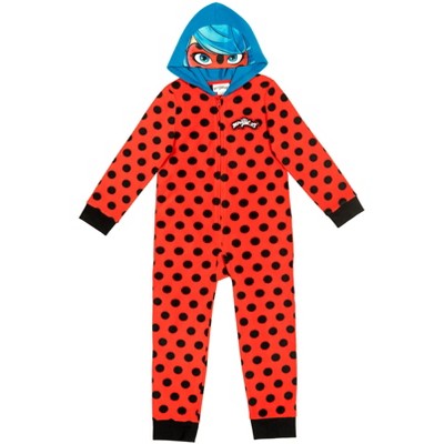 Miraculous Ladybug Little Girls Zip-Up Costume Onesie Pajama Coveralls Red  4-5