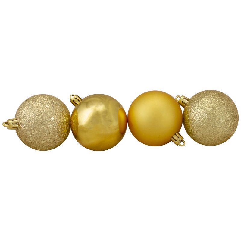 Northlight 60ct Shatterproof 4-Finish Christmas Ball Tree Ornament Set 2.5" - Gold, 3 of 4