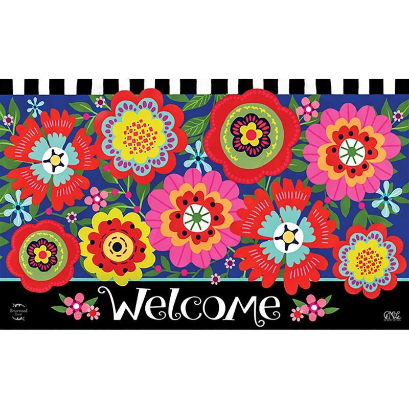 Briarwood Lane Bright Blooms Spring Doormat Welcome Floral Primitive Indoor Outdoor 30" x 18", 1 of 5