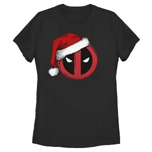 Womens Marvel Merch With A Santa Hat Icon T Shirt - 1 of 4