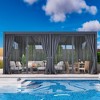 Heynemo Louvered Pergola, Outdoor Metal Canopy with 2 Independently Adjustable Louver Roof, Patio Pergola with Curtains & Netting - 2 of 4