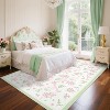 Acekool [Green Pink] Floral Print Runner Rug, Washable Low Pile Non-Slip Carpet for Entryway, Kitchen, Nursery & Playroom [2x6 Ft] - 3 of 4