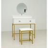 Gulches White & Gold Vanity Set with Mirror and Stool - Makeup Vanity Table with Storage Drawers & Organizer, Space-Saving Design for Small Bedrooms - 2 of 4