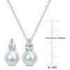EVERLY JEWELRY | Sterling Silver 8.5-9mm Cultured Freshwater Pearl and 1 1/5ct TGW Aquamarine Drop Earrings and Pendant with Chain - 18 in - 2 of 4