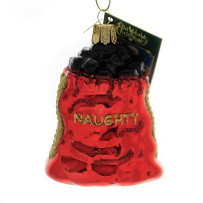 Old World Christmas 3.25" Bag Of Coal Naughty  -  Tree Ornaments