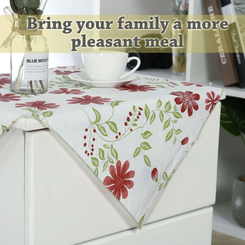 PiccoCasa Vinyl Water Oil Resistant Plaid Flower Printed for Table Kitchen Tablecloths, 3 of 5