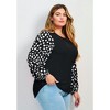 Avenue Women's Plus Size Mix Media Heart Sleeve Top - 4 of 4