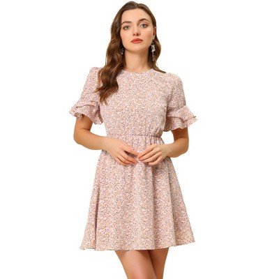 INSPIRE CHIC Women's Bell Sleeve High Waist Ditsy Floral Dress