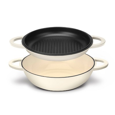 Cuisinart Classic Enameled Cast Iron 2-in-1 Cream Colored Multi-Purpose Set
