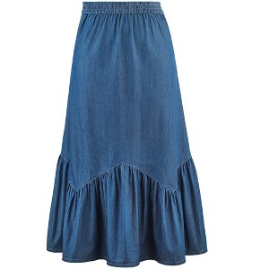 Collections Etc Flounce Hem Denim Skirt - 1 of 4