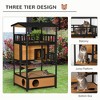 PawHut Wooden Outdoor Cat House, Weatherproof Feral Cat Shelter with Asphalt Roof, Escape Door & Jumping Platform, Yellow - Nertpow - 2 of 4