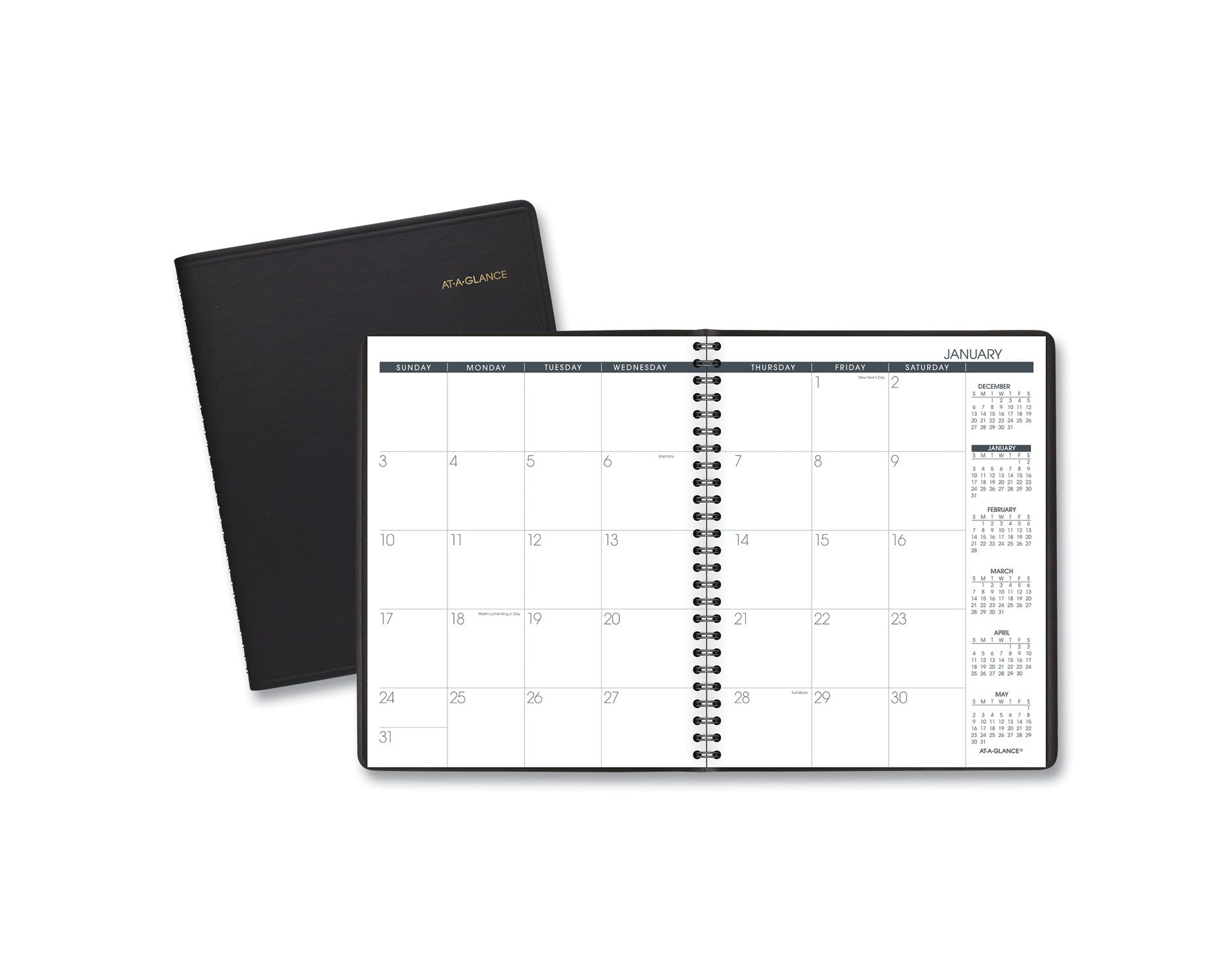 Monthly Planner, 8.75 x 7, Black Cover, 12-Month (Jan to Dec): 2026