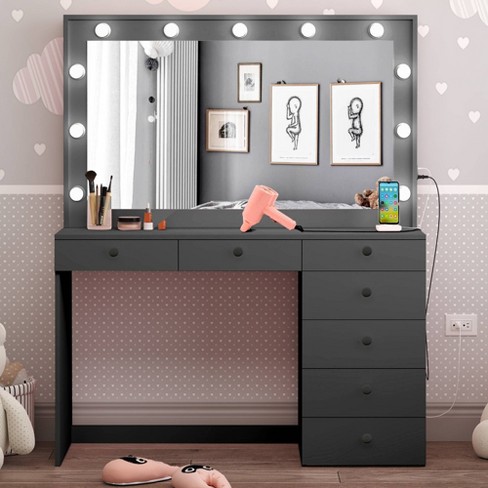 Luxuary vanity set with Cabinet, Adjustable Brightness Mirror and Cush –  Cozy Furniture & Lifestyle