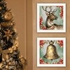 SEVOBAL Wall Art, "Old World Reindeer and Bell" Framed Wall Art Duo for Festive Holiday Decor, White, 14"*1"*14" - 3 of 4