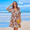 Women's Tropical Leaf Short Sleeve Flounce Hem Mini Dress - Cupshe - 3 of 4